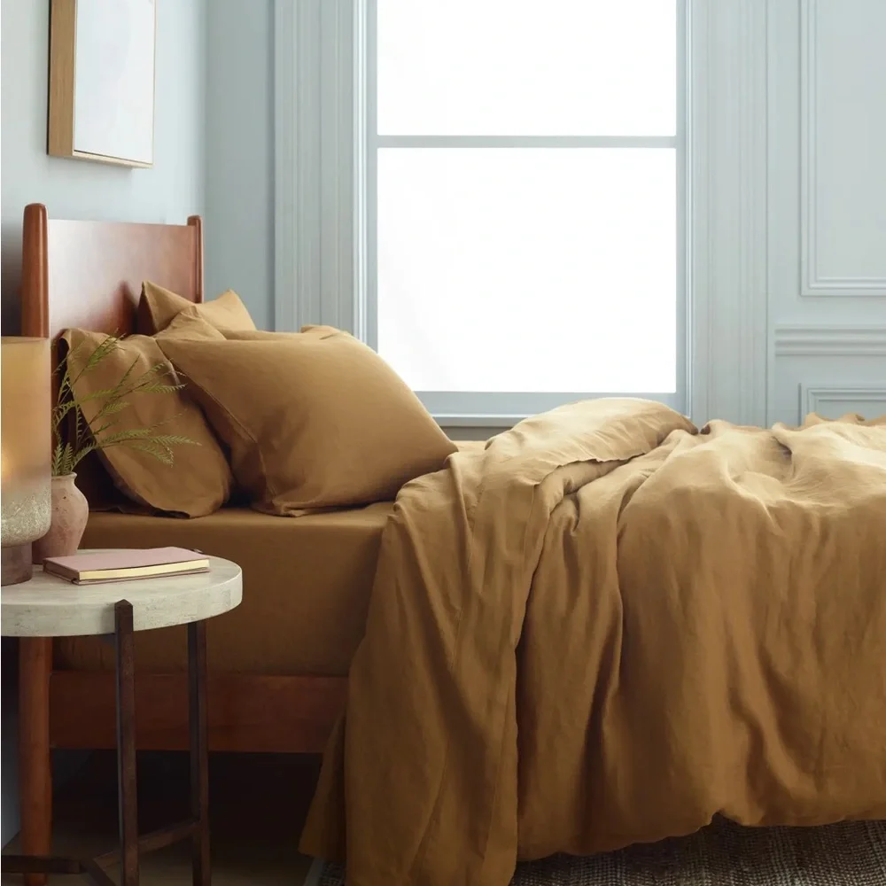 Quince Twin Linen Duvet Cover in Tobacco (1 of 2 sets)